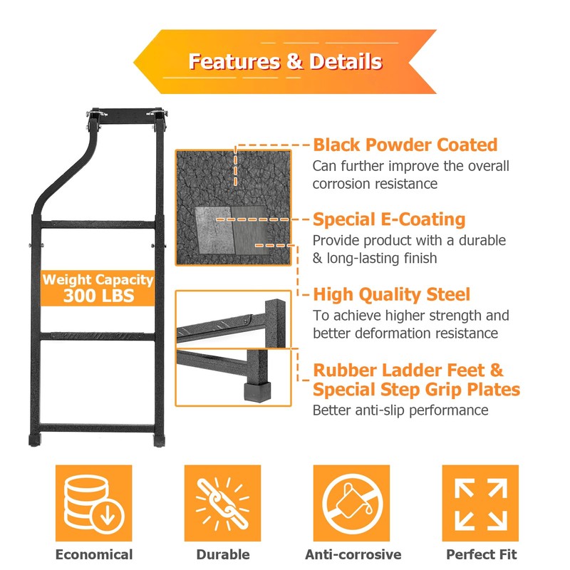 WeiSen Foldable Truck Tailgate Ladder for Pickup Universal Extension Step