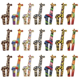 DanLingJewelry 35Pcs 7 Styles Enamel Giraffe Charms African Animal Charms Flower Printed Giraffe Charms for Jewelry Making Supplies