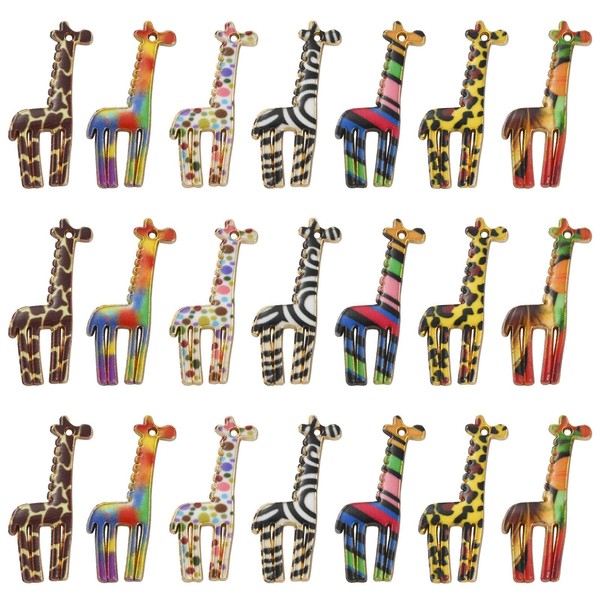 DanLingJewelry 35Pcs 7 Styles Enamel Giraffe Charms African Animal Charms