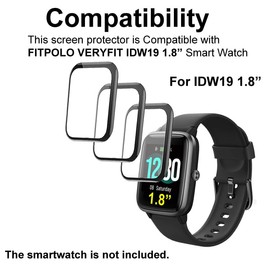 smaate Compatible with Fitpolo VERYFIT IDW19 1.85” Smartwatch, 3D Screen Protectors, 3 Piece, Full Coverage, Anti-shatter