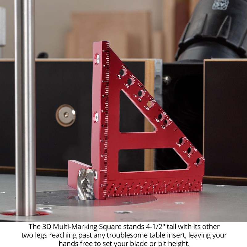 KETIPED Imperial 3D Carpenter Square Hole Scribing Triangle Ruler,Quick 15°