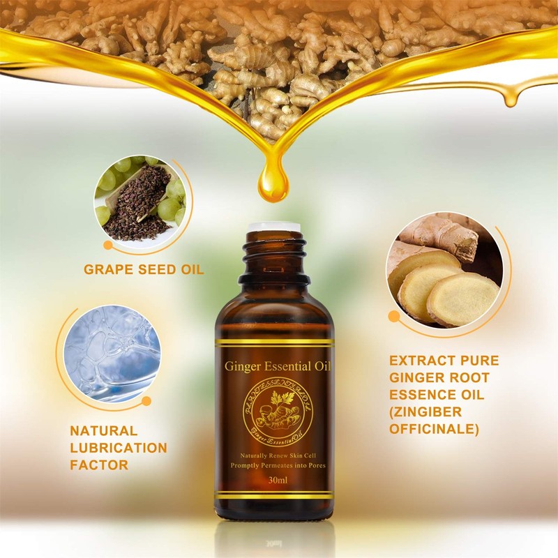 Lymphatic Drainage Ginger Oil, Ginger Essential Oil Massage Oil Body