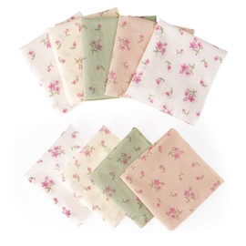 HOULIFE Women's Handkerchiefs with Floral Print Vintage Women's Handkerchiefs 60s Soft Cotton Women's Handkerchiefs Colourful Flowers Handkerchief 35 cm x 35 cm / 13.8 x 13.8 inches, Colour: 1-8