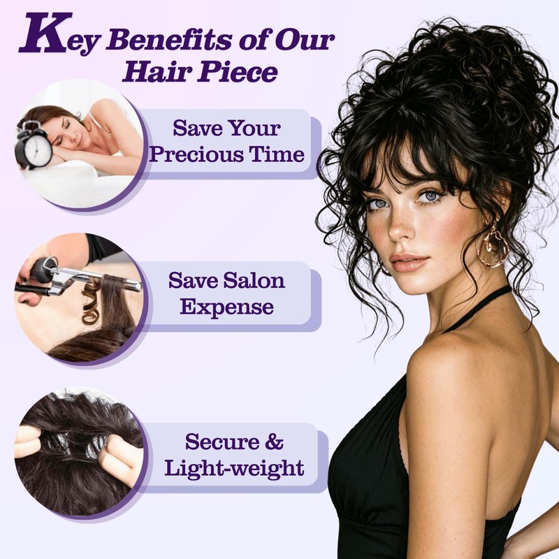 Updo Messy Ponytail Hair Piece with Elastic Rubber Band