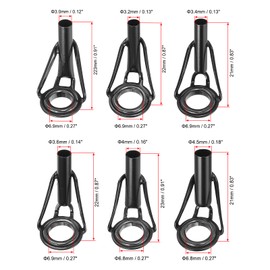 PATIKIL 3-6mm Tube Dia Fishing Rod Tips Repair Kit, 30 Pcs Stainless Steel Ring Guide for Saltwater Freshwater Fishing, Black