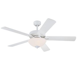 Westinghouse 7308300 Albert, Traditional LED Ceiling Fan with Light, 52 Inch, White Finish, Frosted Glass