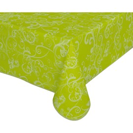 Oilcloth Tablecloth, Wipe-Clean, Non-Slip with Piping Band, Square, Round, Oval, Motif, Choice of Colours (Vine, Green, Square 110 x 140 cm)