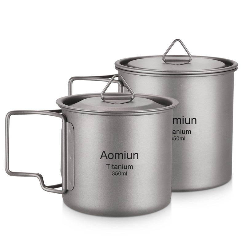 Aomiun Ultralight Titanium Cup Outdoor Portable 2PCS Cup Set 350ml