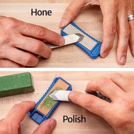 Double Bevel Spear-Point Marking Knife - Scribing Tool for Scoring Leather Dovetails, Mortises & Tenons - Plastic Knife Sheath w/ 1200-grit Diamond Hone