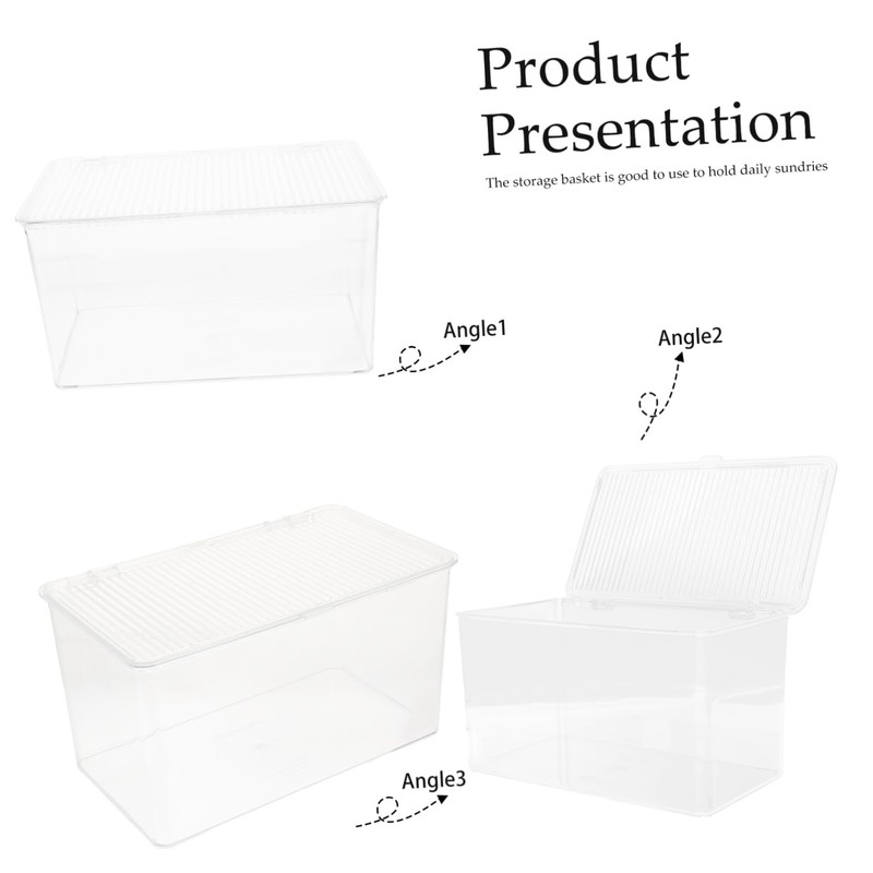 KOMBIUDA Clear Desktop Storage Box with Lid Transparent Multi-purpose Organizer