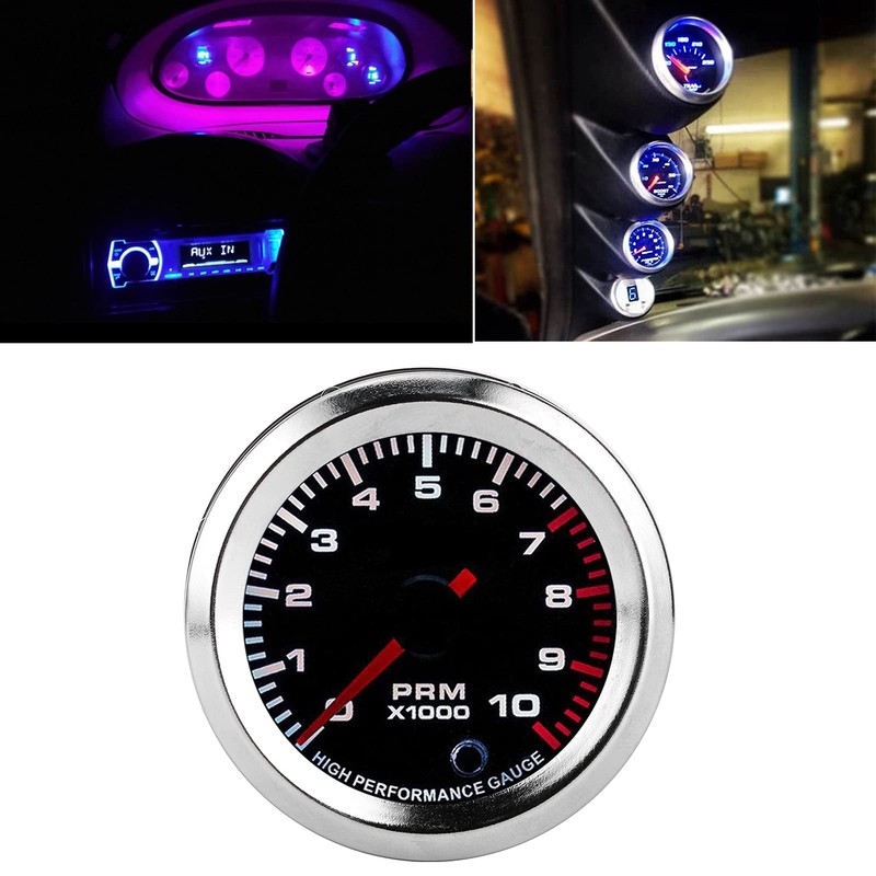 Speedometer, Qiilu Tachometer, 52 mm Universal Tachometer with Measuring Range