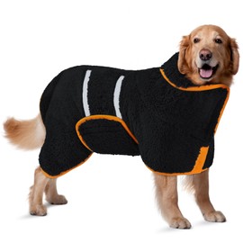 Bienbee Dog Bathrobe, Quick Drying Super Absorbent Dog Robes for After Bath, Warm Keeping Dogs Towel, Dogs Bath Supplies, Black XL