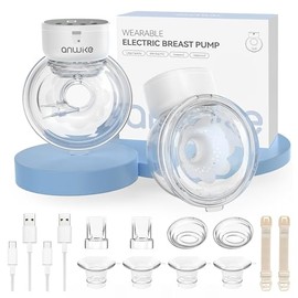 ANWIKE Electric Breast Pump Double Ultra-Light 230g - Wearable Breast Pump Hands Free for Travel & Home, 4 Modes 9 Levels, 135° Flange, Quiet 40dB, BPA-Free, Easy to Clean & Gift for New Moms, Black