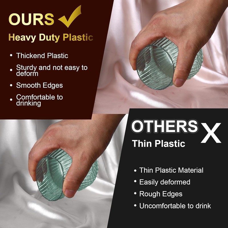 Lueumxc 40 Pack Plastic Ribbed Wine Glasses, 14Oz Origami Disposable