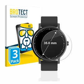 BROTECT Protective glass for wristwatches (circular, diameter: 35 mm) (pack of 3) protective film tempered glass [extremely scratch-resistant 9H, anti-fingerprint,