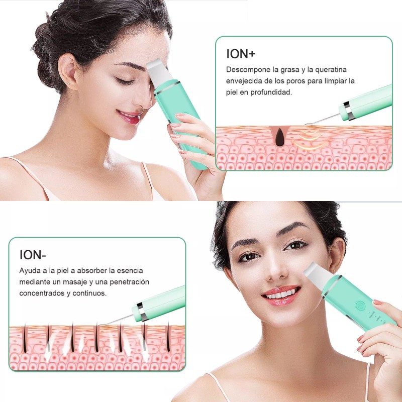 Monstyle Limpiador Facial Skin Scrubber Peeling Ultrasónico Portátil