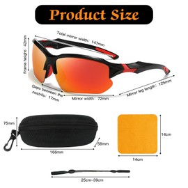 VEGCOO Cycling Glasses for Men Women, Sports Running Sunglasses Mtb Glasses Running Glasses Bike Glasses UV Protection Polarised Sunglasses for Outdoor Fishing Hiking (red)