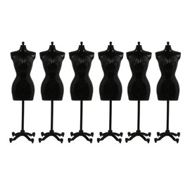 Toddmomy 6 Pcs Mini Mannequin Model Doll Size Mannequin Torso Small Mannequin Dress Model Mini Doll Clothes Stands ( Black )