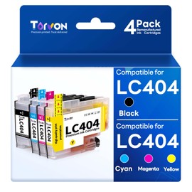Torvon LC404 Ink Cartridges Replacement for Brother LC404 LC-404 Ink Cartridges Work with MFC-J1205W MFC-J1215W MFC J1205W J1215W(Black, Cyan, Magenta, Yellow)