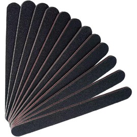 12PCS Professional Nail Files Double Sided Emery Board (100/180 Grit) Washable Nail Files, Fingernail Buffing Files for Home and Salon Use - Black