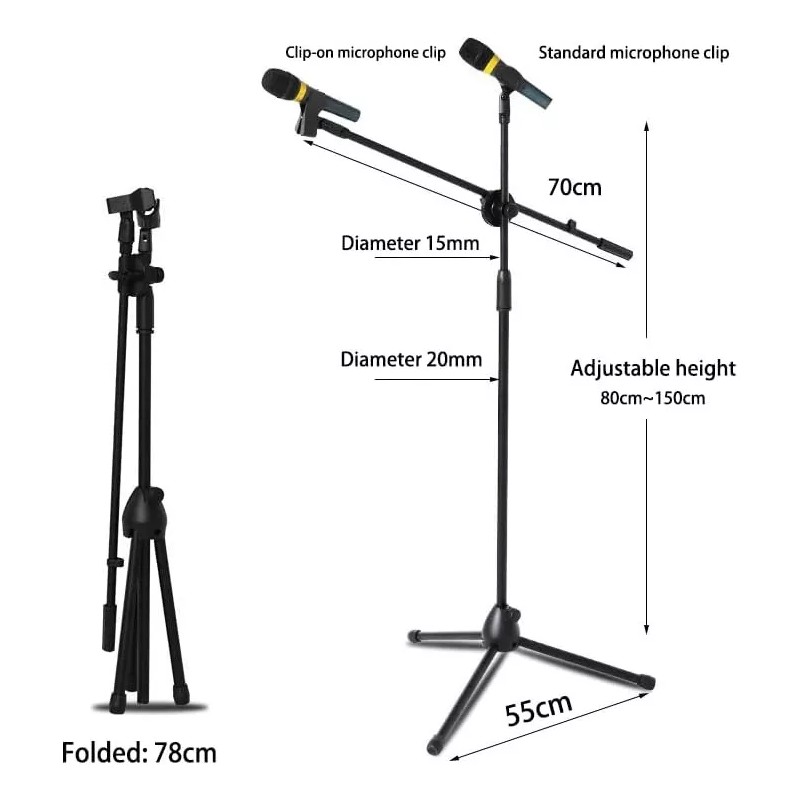 MARZSEFLO Pedestal Para Microfono Base Doble Boom Atril Profesional