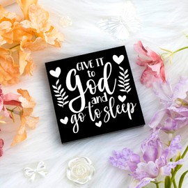 EoffIvan Mini Acrylic Desktop Decor Give It To God And Go To Sleep Christian Room Decor