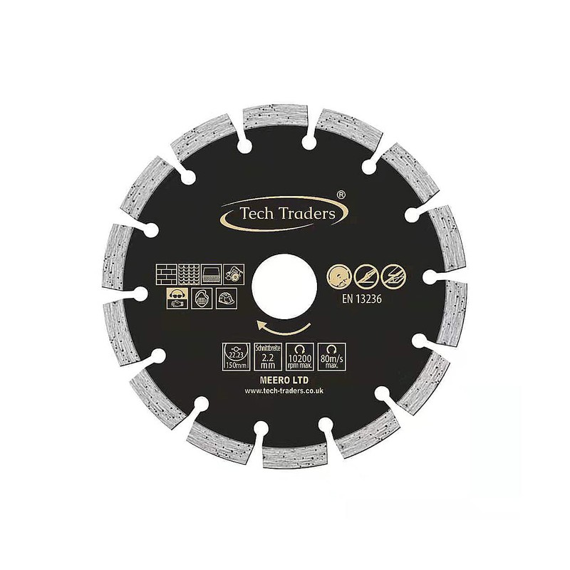 Tech Traders Diamond Cutting Disc 150mm 6" x 22.2 mm,