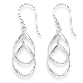 Heather Needham Sterling Silver Dangly Earrings - Double twisted Oval earrings - Size: 21mm x 11mm Gift Boxed 6487.