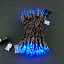 YULETIME Blue LED Christmas Lights with Brown Wire, 33 ft 100 Count UL Certified Commercial Grade Holiday String Light Set (Blue - Brown Wire)