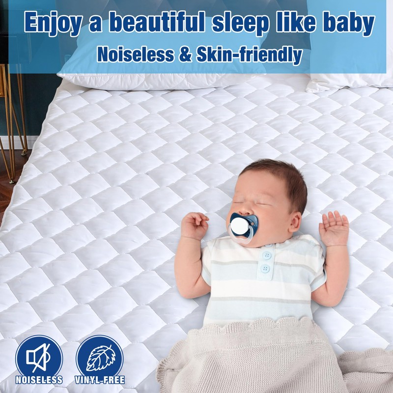 LVYSHOW Queen Size Air Mattress Pad, Mattress Topper, Quilted Air