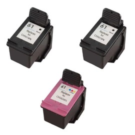 WOC Remanufactured Ink Cartridge Replacement for HP 61 (CH561WN / CH562WN) (3-Pack: 2X Black + Tri-Color)