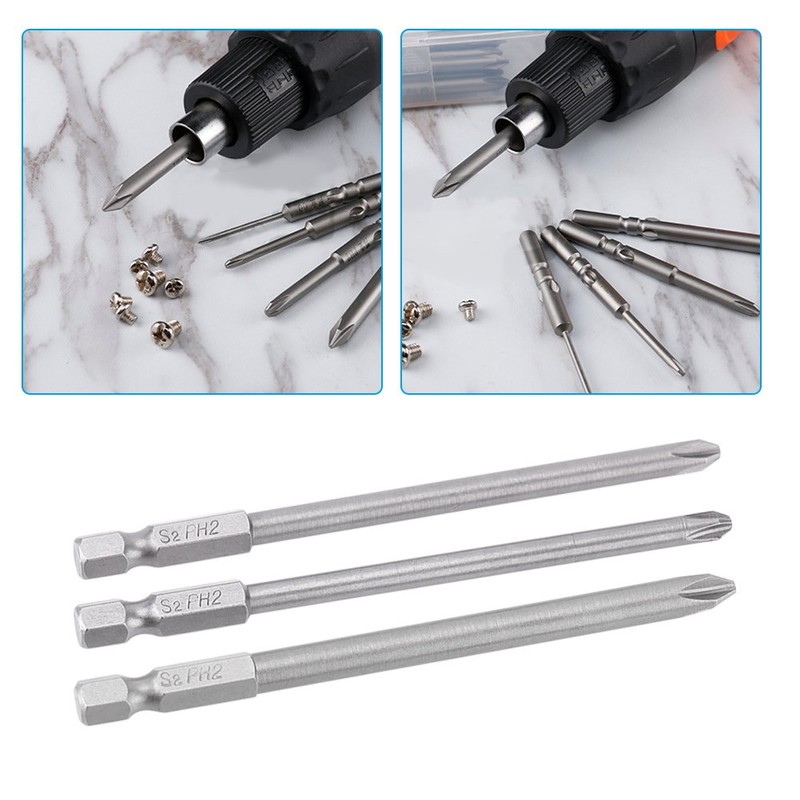 Long Magnetic BST Screwdriver Bits, Akozon 10 Pieces (Slotted +