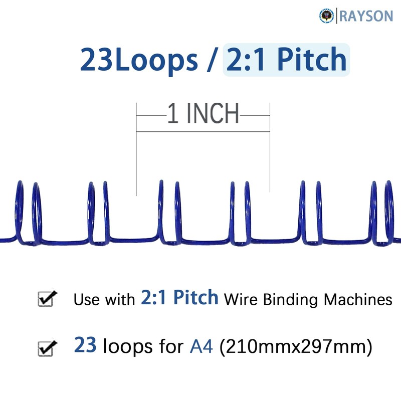 RAYSON 23 Loops 2:1 Pitch 50 Sheets 9.5mm A4 Multicolour