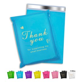 Jowlroel Thank You Poly Mailer 10x13 Inch 25 Pcs, Waterproof and Tear-Resistant Shipping Bags for Clothing, Strong Mailing Bags with Self-Seal, Cute Packaging Bags for Small Business - Blue