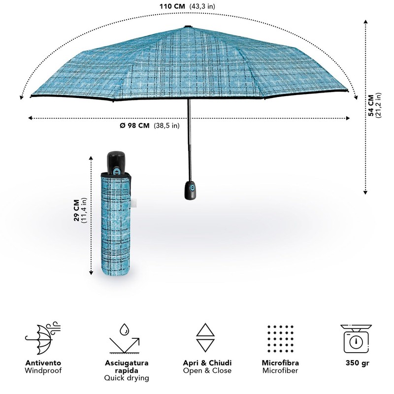 PERLETTI Women's Automatic Open Umbrella with 2 Colours – Women's
