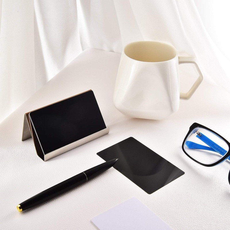 2 Pack Stainless Steel Business Cards Holders Desktop Card Display