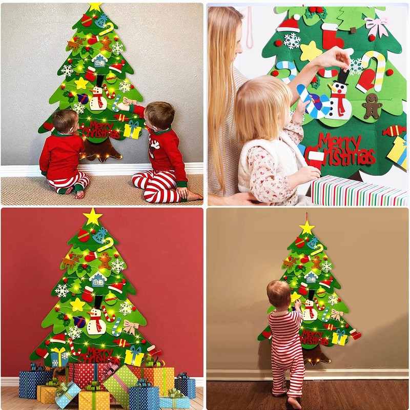 ANTFEES 3.2 FT DIY Felt Christmas Tree Set for Kids