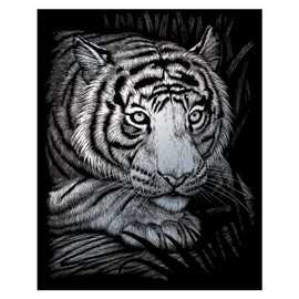 Pracht Creatives Hobby Royal & Langnickel White Tiger Scratch Picture, Silver, Scratch Pictures for Children and Adults, with Scratch Pen and Template