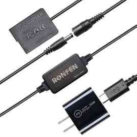 RONFEN DMW-DCC8 DC Coupler DMW-BLC12 Dummy Battery USB-C Cable PD AC Power Adapter Kit Compatible with Cameras Panasonic Lumix DMC-G5 G6 G7 G80 G81 G85 GX8 FZ300 FZ2000 FZ2500 DC-G90 G91 G95 G99