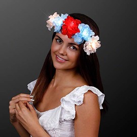 FlashingBlinkyLights Light Up Red, White & Blue LED Flower Crown for 4th of July