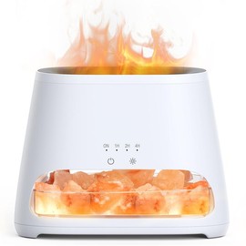 SALKING 2-in-1 Air Purifier&Humidifier For Home and Office. Ultrasonic Essential Oil Diffuser With Himalayan Salt Lamp&Fireplace Aroma Diffuser, Best Birthday Gift, Black Friday Deal. - Color: White