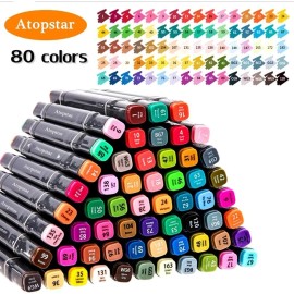 Unbranded 80 Colors Alcohol Markers Artist Drawing Art Dual Tip Coloring Painting Supplies
