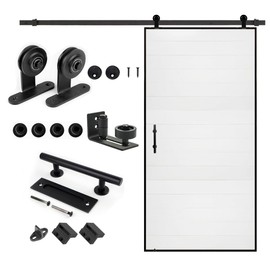 S&Z tophand 40 in. x 84 in. White Lacquer Barn Door with 6.6FT Sliding Door Hardware Kit, 20 - 42in Stainless Steel Frame Modern Style Barn Door/Sliding Door/Simple Assembly is Required