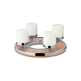 Advent Wreath Jale (Diameter 36 cm), Mango Wood with Stainless Steel Edge