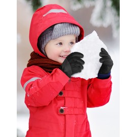 4 Pairs Kids Winter Gloves Waterproof Kids Snow Ski Gloves for Boys and Girls Warm Gloves for Cold Weather Children(Red, Purple, Gray, Rose Red, 6-12 Years Old)