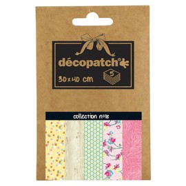 Décopatch DP001O Décopocket with 5 Paper Sheets (30 x 40 cm; Folded 13 x 9.5 cm) Handy to Carry and Easy to Use 1 Pack Assorted Colours