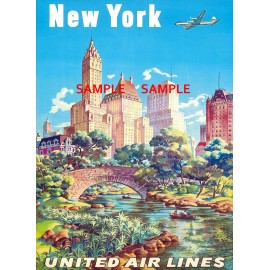 United  Airlines ( NEW YORK ) 11" x 17" Collector's Travel Poster