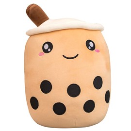 VHYHCY Cute Stuffed Boba Plush Bubble Tea Plushie Pillow Milk Tea Cup Pillow Food Plush, Soft Kawaii Hugging Plush Toys Gifts for Kids(Brown, 13.7 inch)