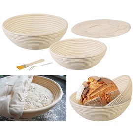 Rosenstein & Söhne Proofing Baskets: Set of 2 Proofing Baskets, Diameter 25 and 30 cm, Cover Cloths, Fork, Cleaning Brush (Bread Baking Accessories, Proofing Basket, Bread, Bowl)