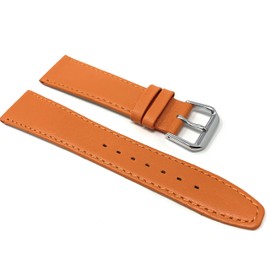 Bandini 18mm Italian Leather Watch Strap Band - Orange with Stitching - Classic - Slim
